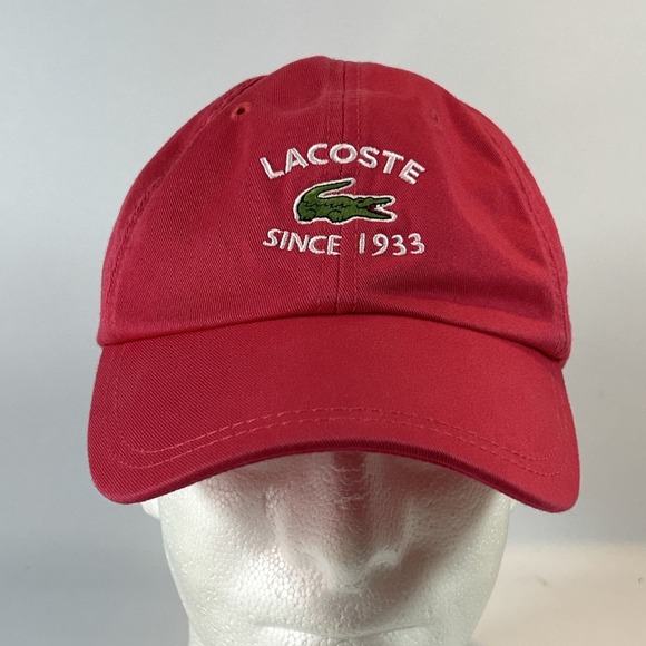 Vintage Lacoste Hat Cap Strap Back Adjustable Red Buckle Alligator Logo Strap - Picture 2 of 10
